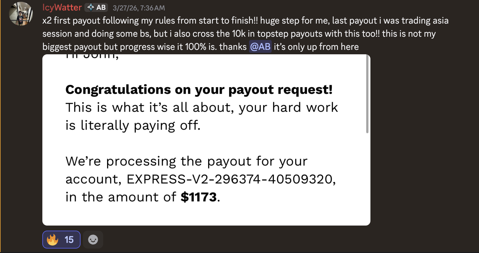 Student payout 6
